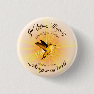 Badge Rond 2,50 Cm Humming Bird, Dans Love Mémoire Porte - clé Pierre