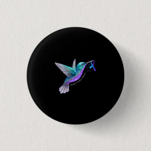 Badge Rond 2,50 Cm Hummingbird Purple Blue Ribbon Prévention du suici
