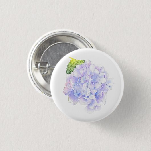 Badge Rond 2,50 Cm Hydrangea Aquarelle Vignette (Devant & derrière)