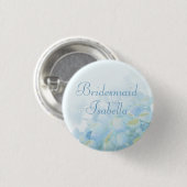 Badge Rond 2,50 Cm Hydrangea floral bleu vert mariage pin / bouton (Devant & derrière)