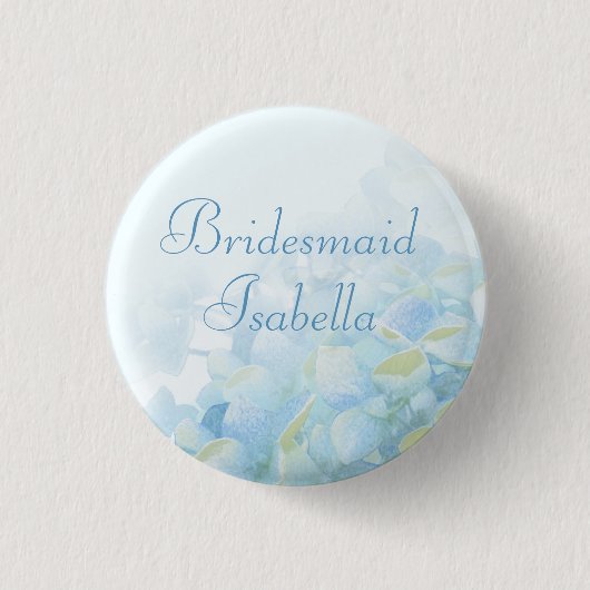 Badge Rond 2,50 Cm Hydrangea floral bleu vert mariage pin / bouton (Devant)