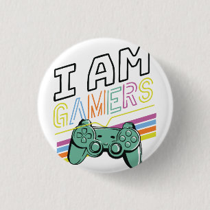 Badge Rond 2,50 Cm I Am Gamers - Retro Neon Design de jeux