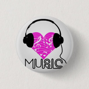 Badge Rond 2,50 Cm I bouton rond de musique de coeur