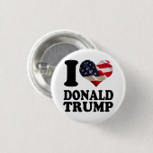 Badge Rond 2,50 Cm I coeur Donald Trump de drapeau américain (Devant & derrière)