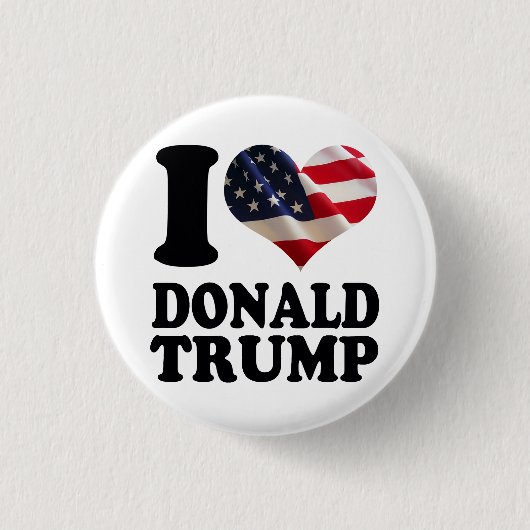 Badge Rond 2,50 Cm I coeur Donald Trump de drapeau américain (Devant)