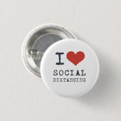 Badge Rond 2,50 Cm I Heart Social Distancing Introvert (Devant & derrière)