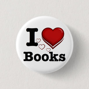 Badge Rond 2,50 Cm I livres de coeur ! J'aime des livres ! (Coeur