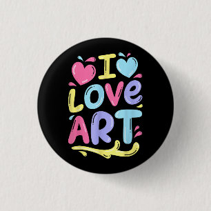 Badge Rond 2,50 Cm I Love Art, Peintre Artiste Peinture colorée Cadea