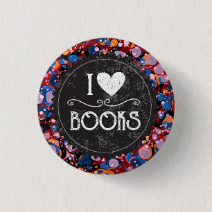 Badge Rond 2,50 Cm "I Love Books"