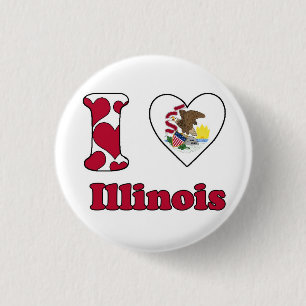 Badge Rond 2,50 Cm I love Illinois