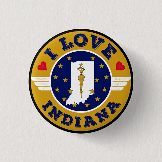 Badge Rond 2,50 Cm I Love Indiana State Map and Flag (Devant)