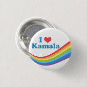 Badge Rond 2,50 Cm I Love Kamala Rainbow (Devant & derrière)