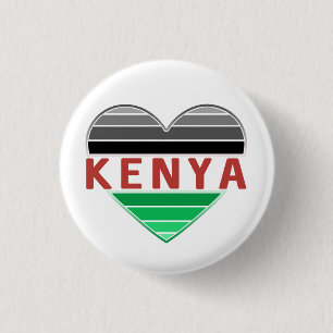 Badge Rond 2,50 Cm I Love Kenya, Kenyan Heart