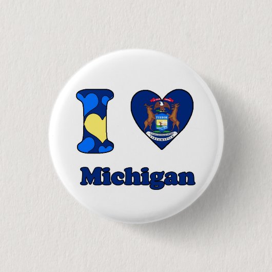 Badge Rond 2,50 Cm I love Michigan (Devant)
