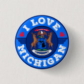 Badge Rond 2,50 Cm I Love Michigan State Map and Flag (Devant)