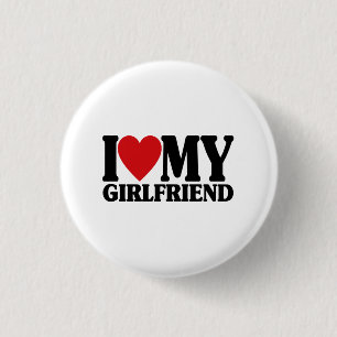 Badge Rond 2,50 Cm I Love My Girlfriend - Joli cadeau de jumelage pou