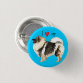 Badge Rond 2,50 Cm I Love my Keeshond (Devant & derrière)