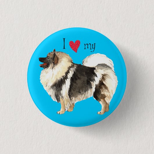 Badge Rond 2,50 Cm I Love my Keeshond (Devant)