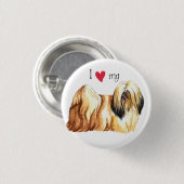 Badge Rond 2,50 Cm I Love my Lhasa Apso (Devant & derrière)