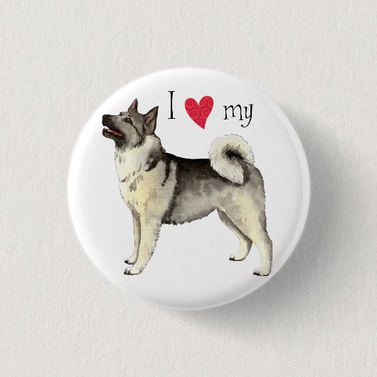 Badge Rond 2,50 Cm I Love my Norwegian Elkhound (Devant)