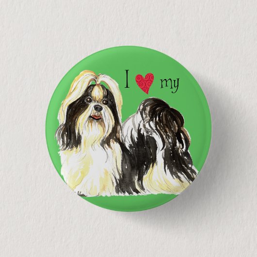 Badge Rond 2,50 Cm I Love my Shih Tzu (Devant)