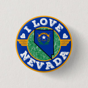 Badge Rond 2,50 Cm I Love Nevada State Map and Flag