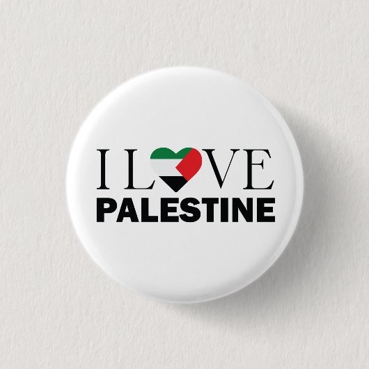 Badge Rond 2,50 Cm I Love Palestine customisé (Devant)