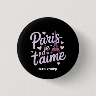 Badge Rond 2,50 Cm I Love Paris Je t'aime Tour Eiffel France T-shirt