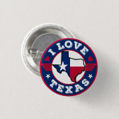 Badge Rond 2,50 Cm I Love Texas State Map and Flag (Devant & derrière)
