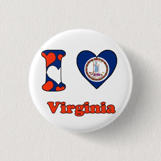 Badge Rond 2,50 Cm I Love Virginia (Devant)