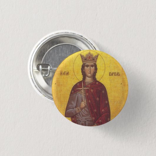 Badge Rond 2,50 Cm Icône de Saint Barbara (Devant & derrière)