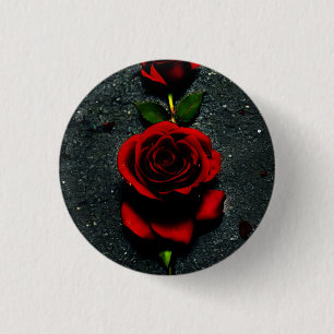 Badge Rond 2,50 Cm Icône : Roses rouges sur l'asphalte