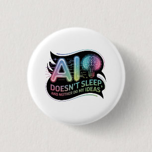 Badge Rond 2,50 Cm Idées d'intelligence artificielle Neon Graphic