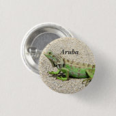 Badge Rond 2,50 Cm Iguane vert d'Aruba (Devant & derrière)