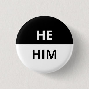 Badge Rond 2,50 Cm Il/Lui Pronoun Insigne noir et blanc