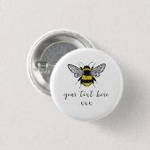 Badge Rond 2,50 Cm Illustration d'abeille - ajoutez votre propre text (Devant & derrière)
