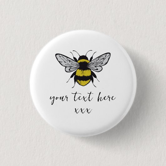 Badge Rond 2,50 Cm Illustration d'abeille - ajoutez votre propre text (Devant)