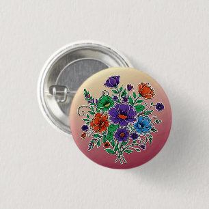 Badge Rond 2,50 Cm Illustration de bouquet floral vibrant