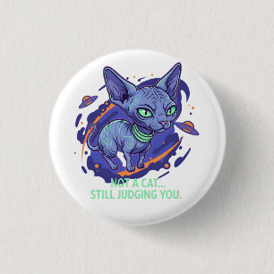 Badge Rond 2,50 Cm Illustration de chat Sphynx alien humour sci-fi
