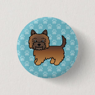 Badge Rond 2,50 Cm Illustration de chien Cairn Terrier Bringé Rouge s