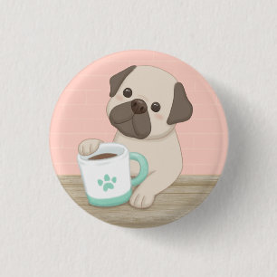 Badge Rond 2,50 Cm Illustration de chien et de mouton mignon