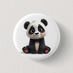 Badge Rond 2,50 Cm Illustration de dessin animé d'ours panda assis