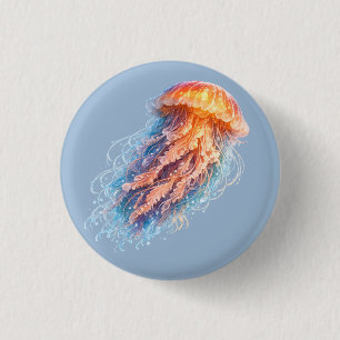 Badge Rond 2,50 Cm Illustration de fantaisie de méduse élégante de l'