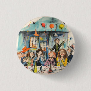 Badge Rond 2,50 Cm Illustration de fête amusante