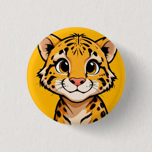 Badge Rond 2,50 Cm Illustration de jeune guépard de dessin animé mign