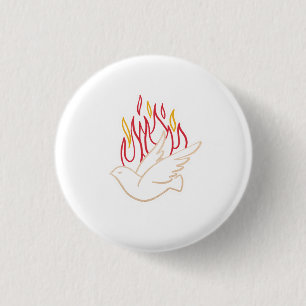 Badge Rond 2,50 Cm Illustration de la colombe et des flammes 