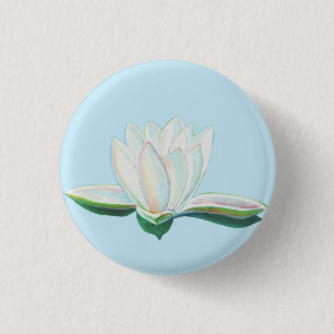 Badge Rond 2,50 Cm Illustration de la fleur de lotus blanc