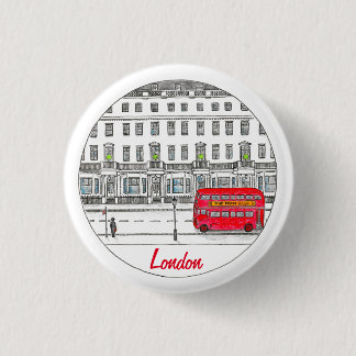 Badge Rond 2,50 Cm Illustration de Londres England Red Bus Travel