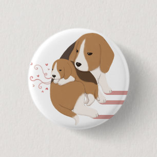 Badge Rond 2,50 Cm Illustration de maman et bébé Beagle mignonne