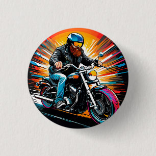 Badge Rond 2,50 Cm Illustration de moto avec cavalier